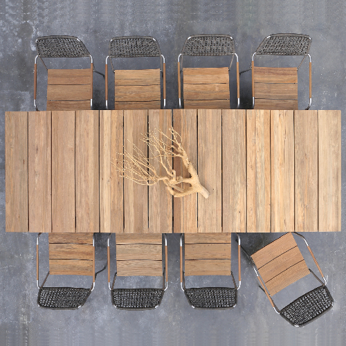 BIG DADDY Dining Table & MEIKA Stacking Chair (Wicker)