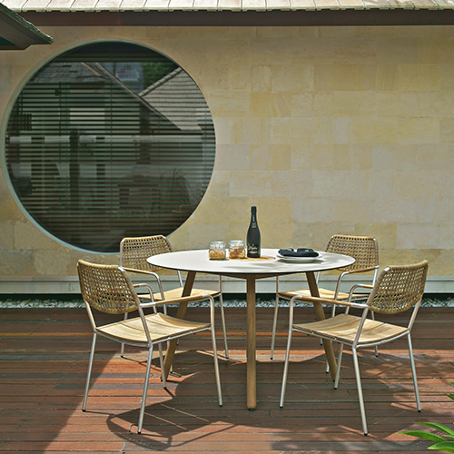 BONO Dining Table & MEIKA Stacking Chair (Wicker)