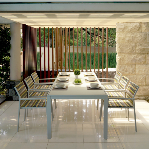STRIPE Stackable Armchair & ALLUX DiningTable
