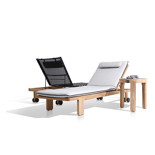 HACIENDA Sunbed Sling Teak & Side Table