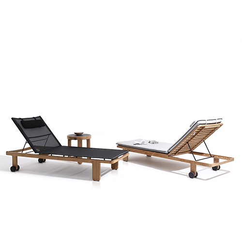 HACIENDA Sunbed Sling Teak & Side Table