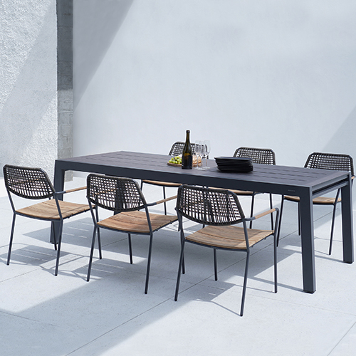 BAIA Extension Table HPL Close & MEIKA Stacking Chair