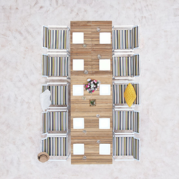 MAXXIMUS Extension Table & STRIPE Stackable Armchair