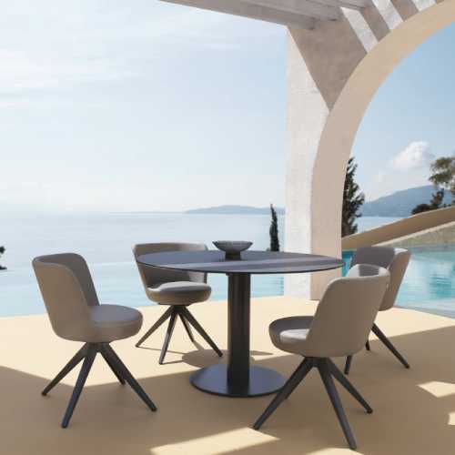 STIZZY Pedestal Dining Table & Swivel Dining Chair